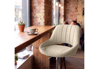Tabouret de bar HD Milet C en tissu crème