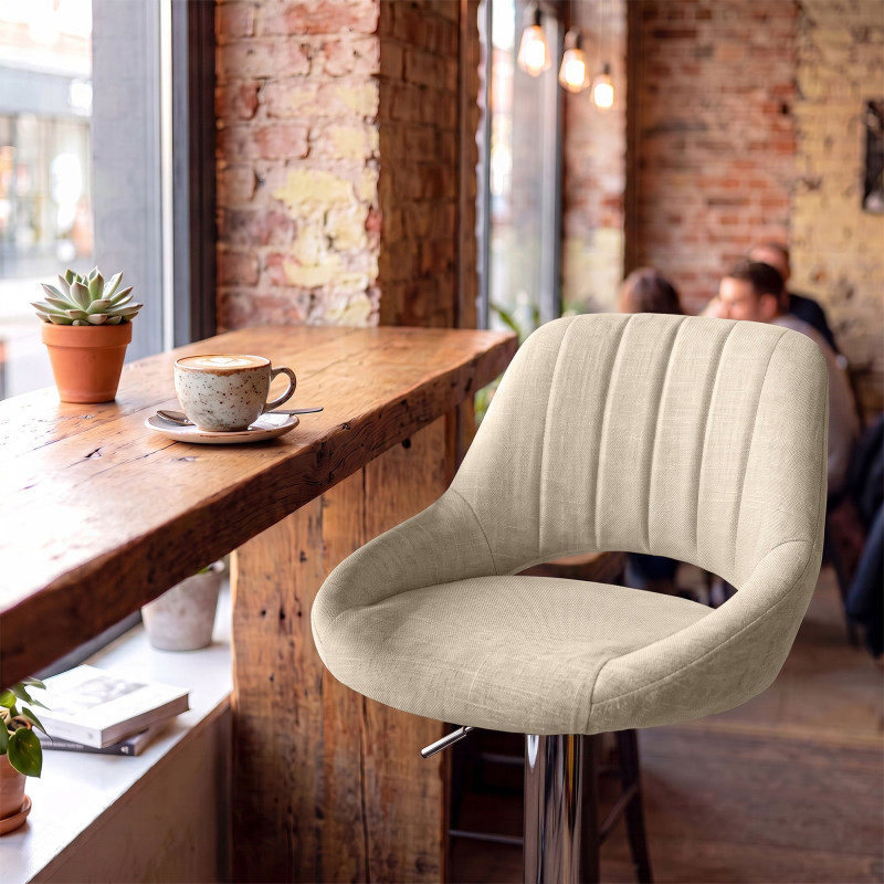 Tabouret de bar HD Milet C en tissu crème