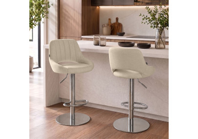 Tabouret de bar HD Milet C en tissu crème