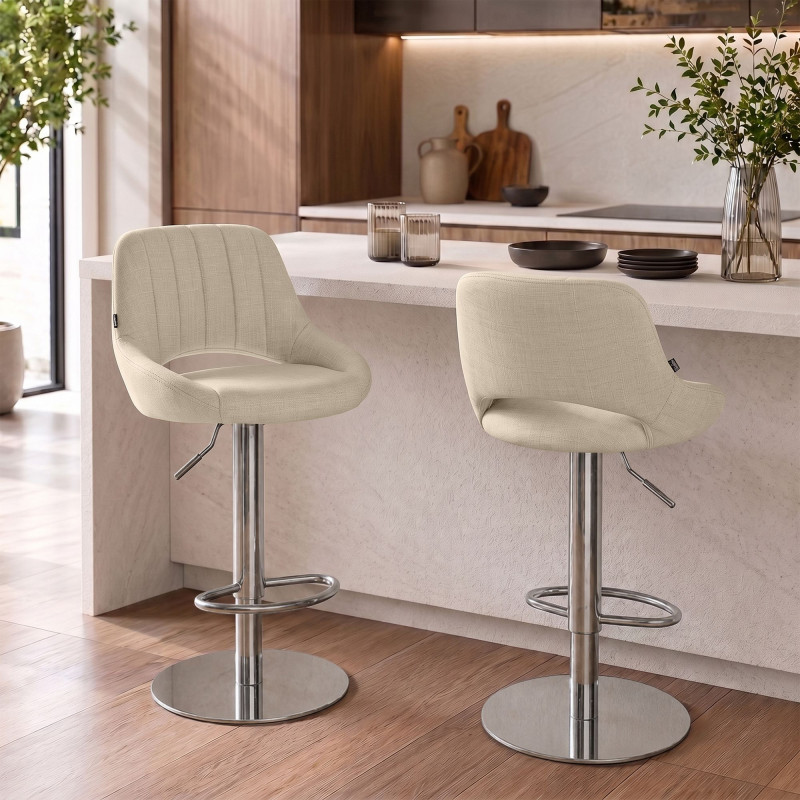 Tabouret de bar HD Milet C en tissu crème