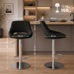 Tabouret de bar HD Milet C en tissu gris foncé