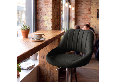 Tabouret de bar HD Milet C en tissu gris foncé