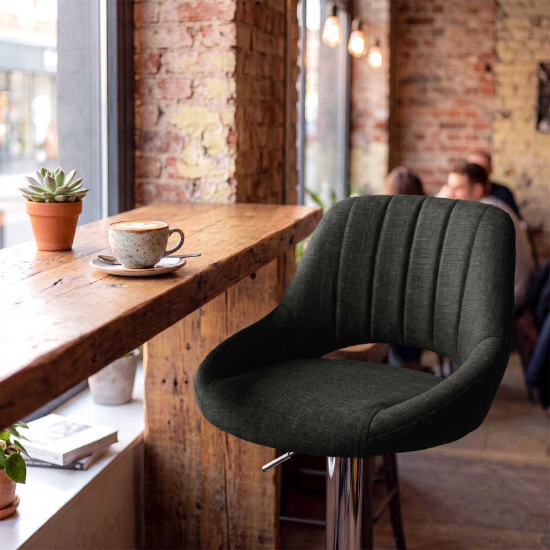 Tabouret de bar HD Milet C en tissu gris foncé