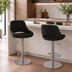 Tabouret de bar HD Milet C en tissu gris foncé