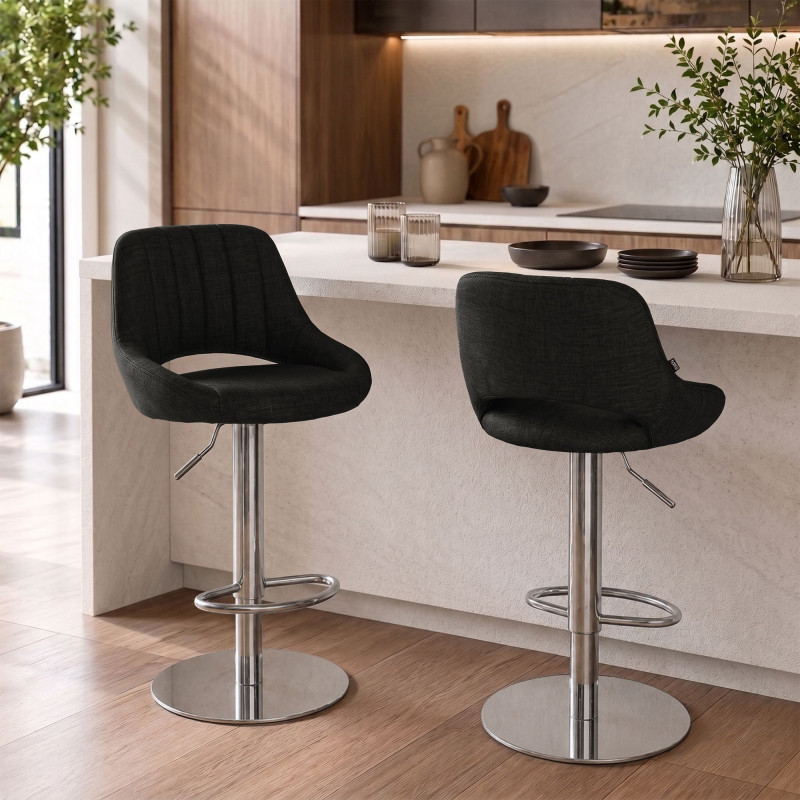 Tabouret de bar HD Milet C en tissu gris foncé