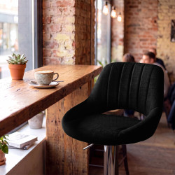 Tabouret de bar HD Milet C en tissu noir