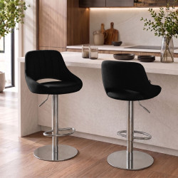 Tabouret de bar HD Milet C en tissu noir