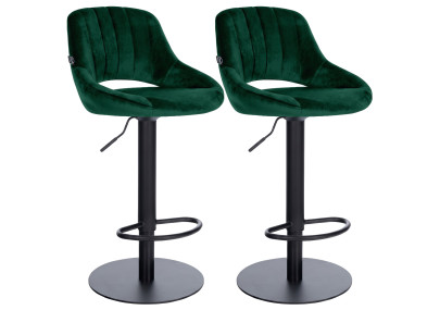 Ensemble de 2 tabourets de bar HD Milet B en velours vert