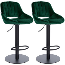 Ensemble de 2 tabourets de bar HD Milet B en velours vert