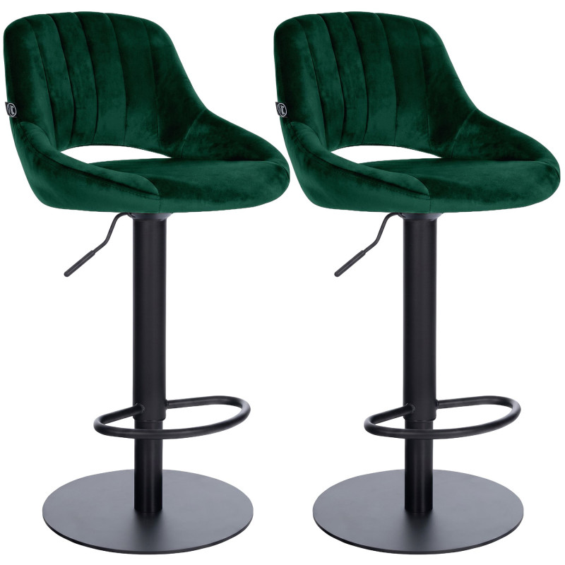 Ensemble de 2 tabourets de bar HD Milet B en velours vert