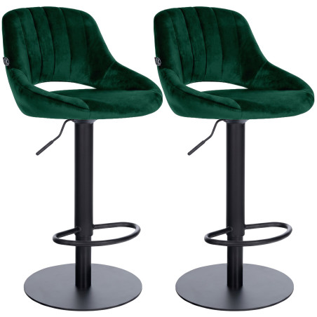 Ensemble de 2 tabourets de bar HD Milet B en velours vert