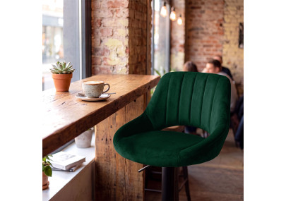 Ensemble de 2 tabourets de bar HD Milet B en velours vert