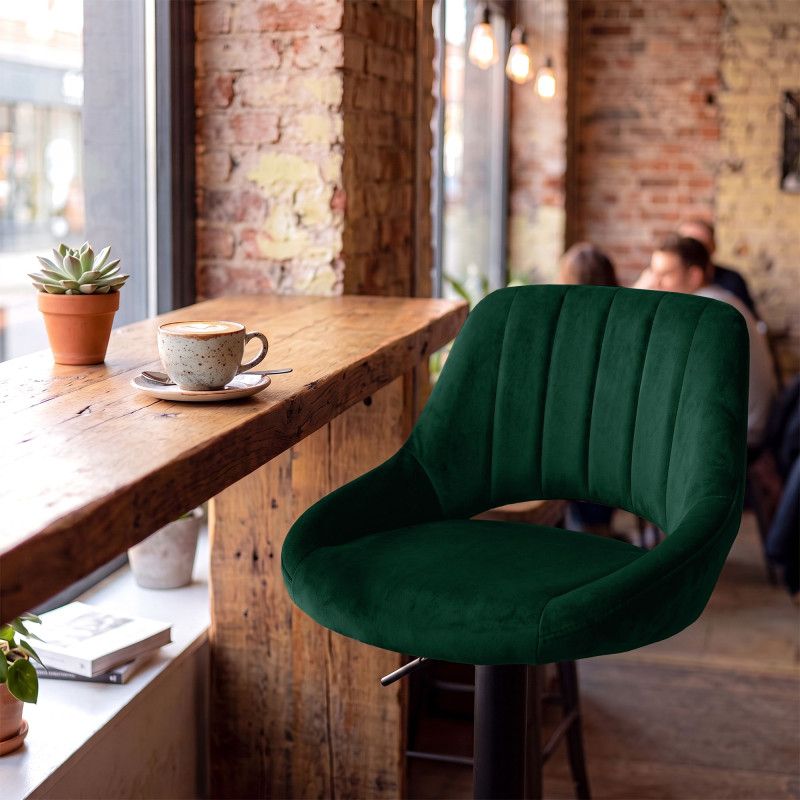 Ensemble de 2 tabourets de bar HD Milet B en velours vert
