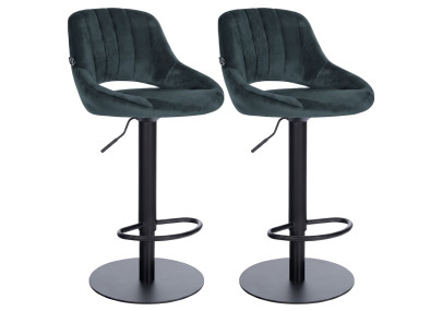 Ensemble de 2 tabourets de bar HD Milet B en velours gris foncé