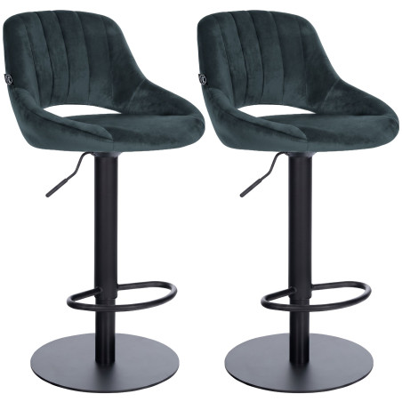 Ensemble de 2 tabourets de bar HD Milet B en velours gris foncé