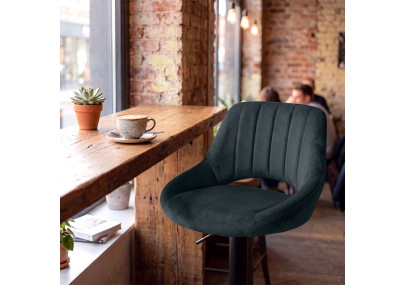 Ensemble de 2 tabourets de bar HD Milet B en velours gris foncé