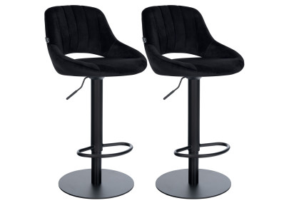 Ensemble de 2 tabourets de bar HD Milet B en velours noir
