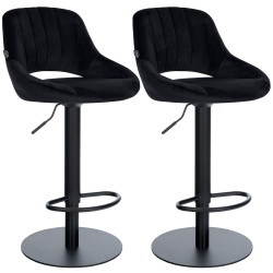 Ensemble de 2 tabourets de bar HD Milet B en velours noir