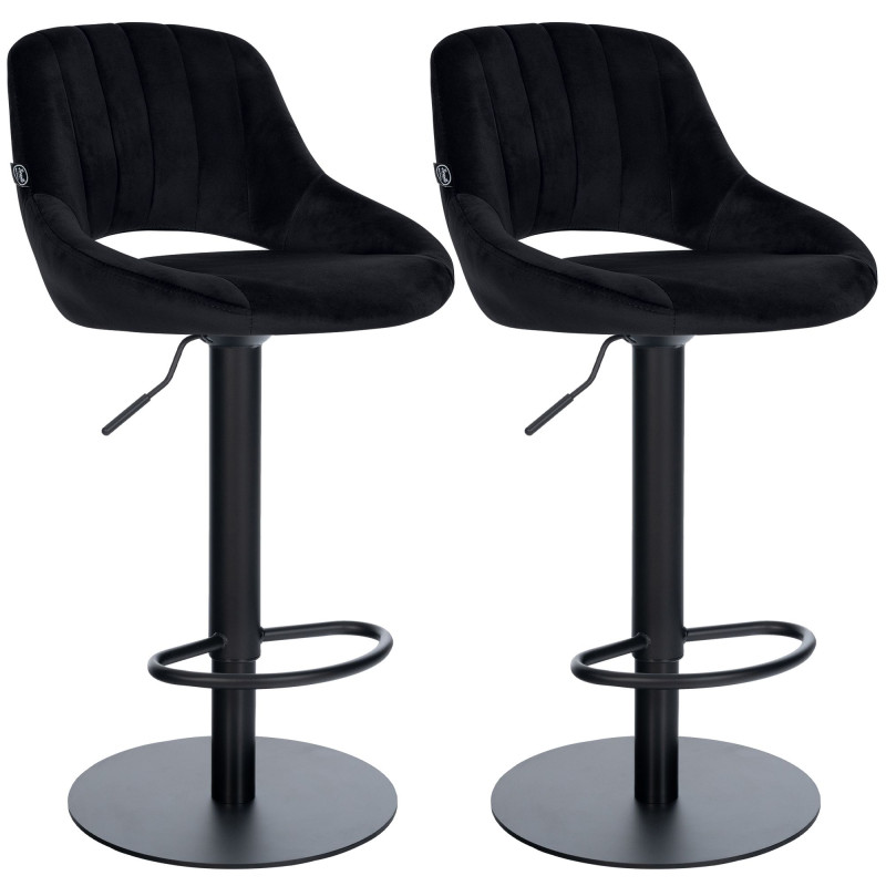Ensemble de 2 tabourets de bar HD Milet B en velours noir