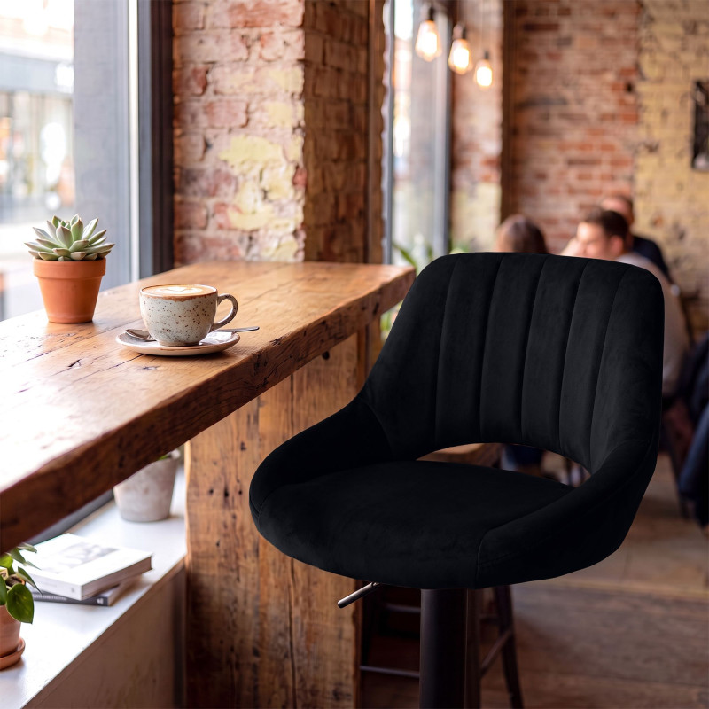 Ensemble de 2 tabourets de bar HD Milet B en velours noir