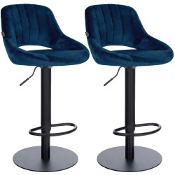 Ensemble de 2 tabourets de bar HD Milet B en velours bleu