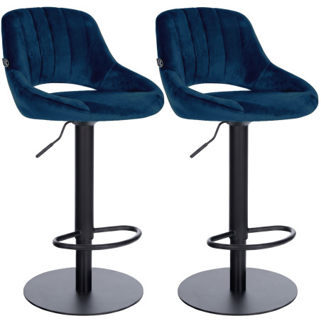 Ensemble de 2 tabourets de bar HD Milet B en velours bleu