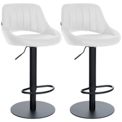 Ensemble de 2 tabourets de bar HD Milet B, similicuir blanc