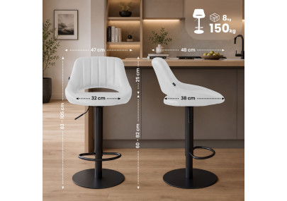 Ensemble de 2 tabourets de bar HD Milet B, similicuir blanc