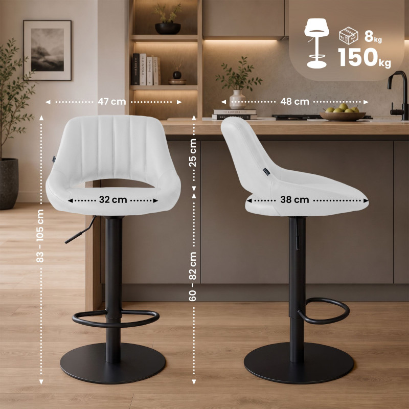 Ensemble de 2 tabourets de bar HD Milet B, similicuir blanc