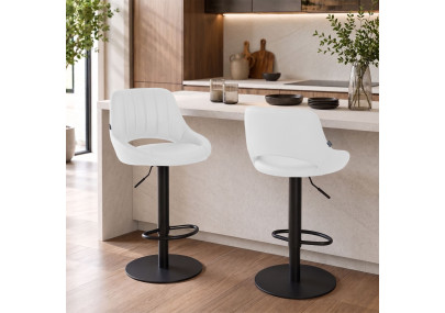 Ensemble de 2 tabourets de bar HD Milet B, similicuir blanc