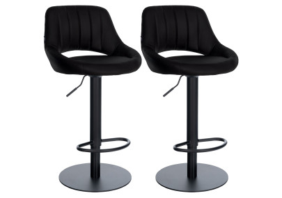 Ensemble de 2 tabourets de bar HD Milet B, similicuir noir