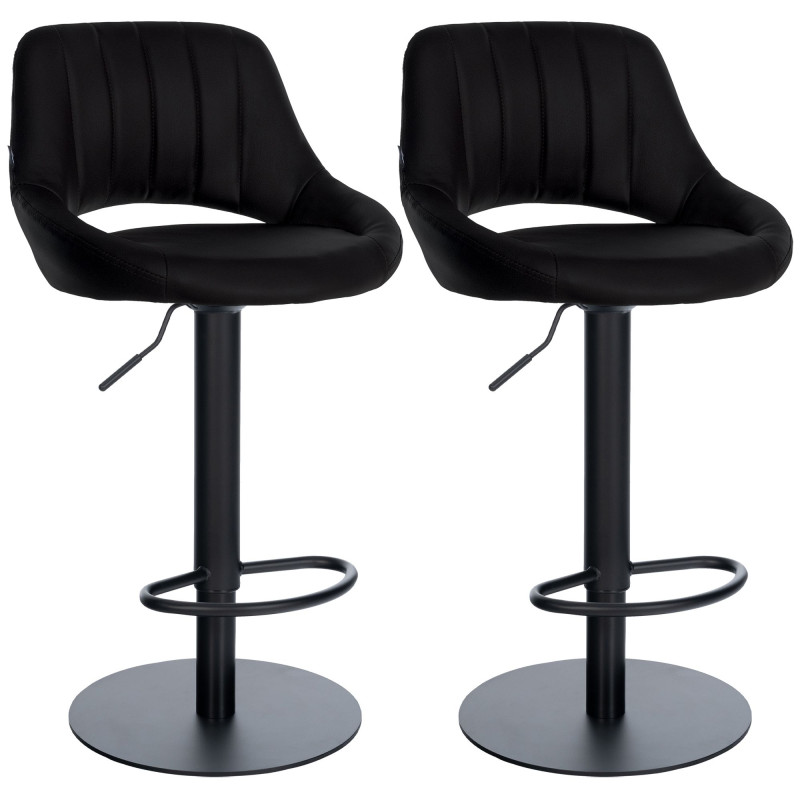 Ensemble de 2 tabourets de bar HD Milet B, similicuir noir