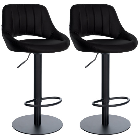 Ensemble de 2 tabourets de bar HD Milet B, similicuir noir