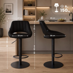 Ensemble de 2 tabourets de bar HD Milet B, similicuir noir