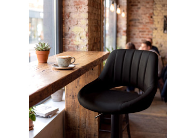 Ensemble de 2 tabourets de bar HD Milet B, similicuir noir