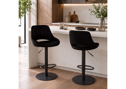 Ensemble de 2 tabourets de bar HD Milet B, similicuir noir