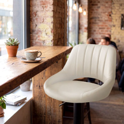 Ensemble de 2 tabourets de bar HD Milet B, similicuir crème