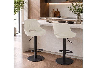 Ensemble de 2 tabourets de bar HD Milet B, similicuir crème
