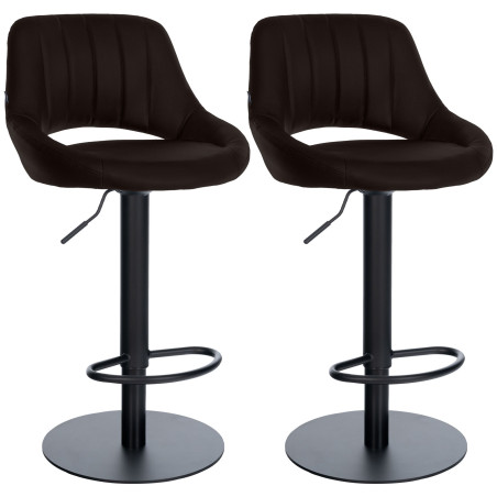 Ensemble de 2 tabourets de bar HD Milet B, similicuir brun