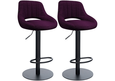 Ensemble de 2 tabourets de bar HD Milet B en tissu violet