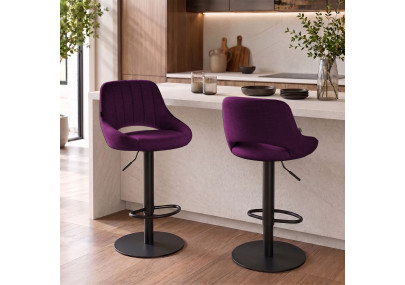 Ensemble de 2 tabourets de bar HD Milet B en tissu violet