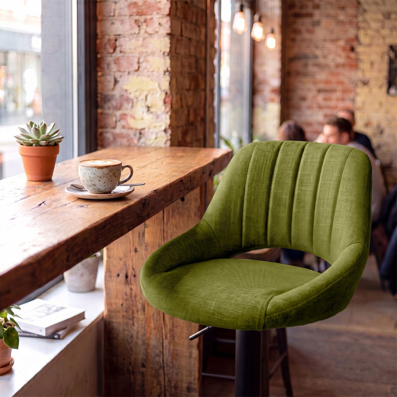 Ensemble de 2 tabourets de bar HD Milet B en tissu vert