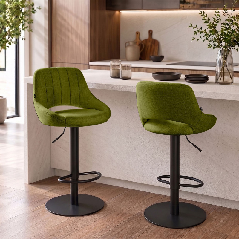Ensemble de 2 tabourets de bar HD Milet B en tissu vert