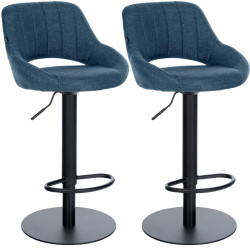 Ensemble de 2 tabourets de bar HD Milet B en tissu bleu
