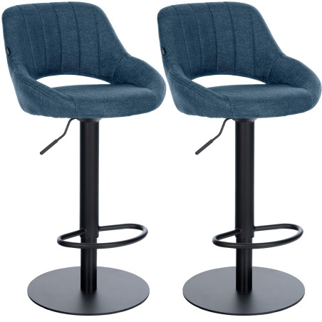 Ensemble de 2 tabourets de bar HD Milet B en tissu bleu