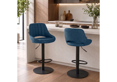 Ensemble de 2 tabourets de bar HD Milet B en tissu bleu
