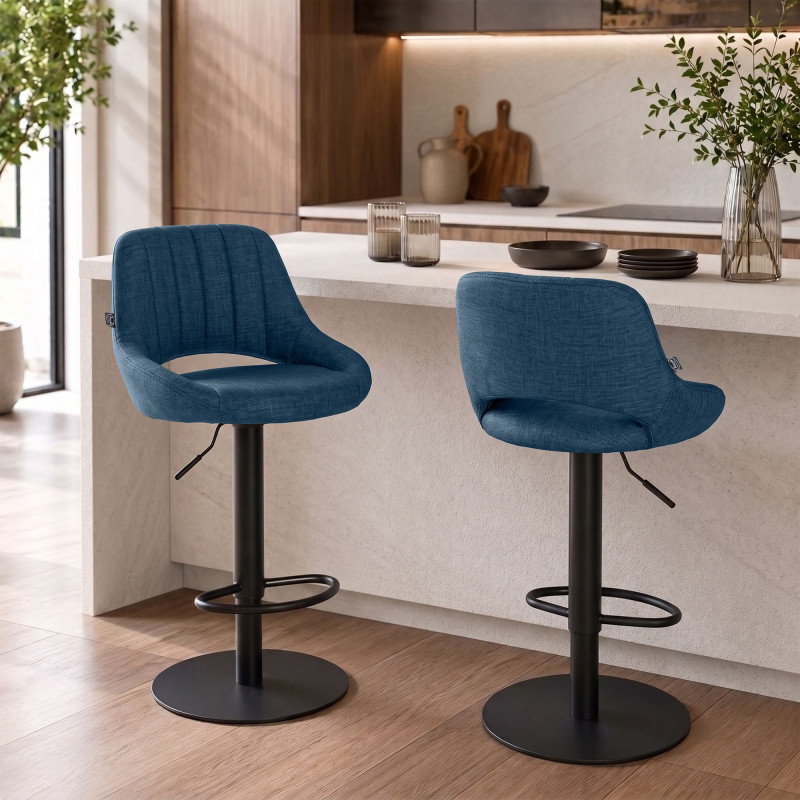 Ensemble de 2 tabourets de bar HD Milet B en tissu bleu