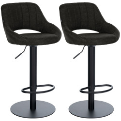 Ensemble de 2 tabourets de bar HD Milet B en tissu gris foncé