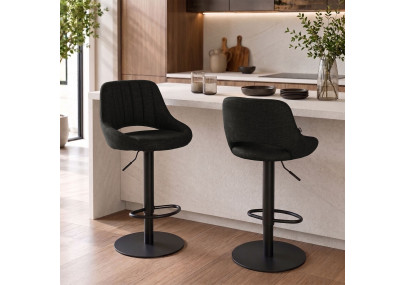 Ensemble de 2 tabourets de bar HD Milet B en tissu gris foncé