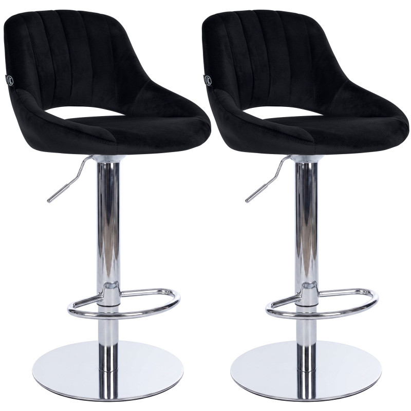 Ensemble de 2 tabourets de bar HD Milet C en velours noir